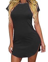 Sexy Cotton Asymmetric Short Short Sleeves  Shirt Bodycon Dress/Club Dress/Evening Dress/Party Dress/Mini Dress 