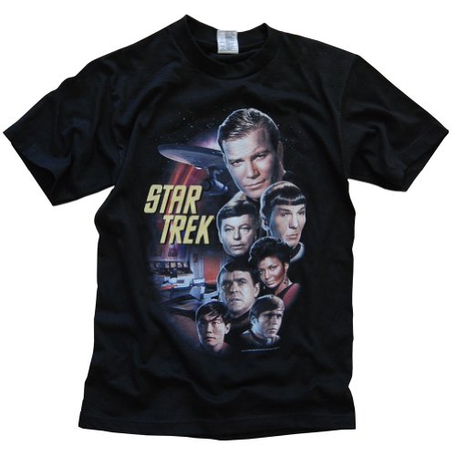 Star Trek USS Enterprise Original Series Crew James T Kirk, Spock, Bones, Uhura & Chekov T-Shirt