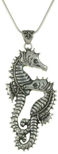 Sterling Silver Mother And Baby Seahorse Pendant by Michou