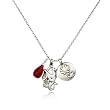 Satya Jewelry Silver Ruby, Lotus, Ganesha Pendant Necklace