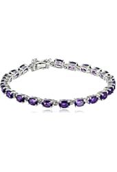 Sterling Silver Gemstone Oval-Cut Tennis Bracelet