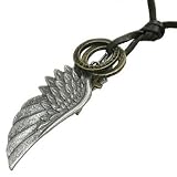 Urban Male Dark Brown Leather Angels Wing Necklace Adjustable Length