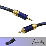 Aurum Cables 3.5mm Car Stereo Auxiliary Male to Male (Aux-in) Input Cable (Ideal for Car Aux in / Ipod, Ipod Touch / Iphone 3g + 3gs / Mp3, Ipad Sony) 1ft. Braided Blue