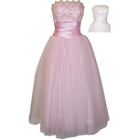 Strapless Tulle Prom Dress Holiday Formal Ball Gown Gold Embroidery