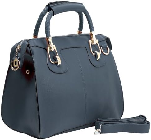 MARISSA Blue Office Tote Top Double Handle Doctor Style Bowler Handbag Satchel Purse Shoulder Bag