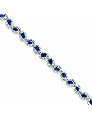 Genuine .925 Sterling Silver Blue And Clear Cz Bracelet . 100% Satisfaction Guaranteed.