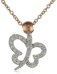 10k White and Rose Gold Diamond Butterfly Pendant Necklace (.013 cttw, H-I Color, I2-I3 Clarity) , 18"