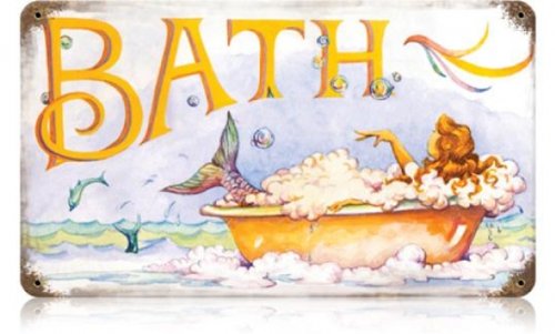 Mermaid Bath Home and Garden Vintage Metal Sign 