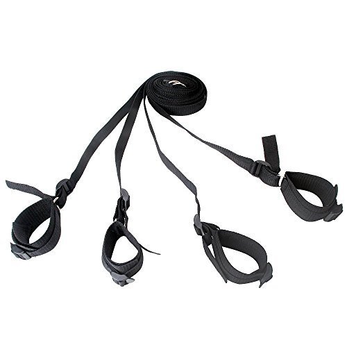 Tftimy BDSM Wrist and Ankle Cuffs with Adjustable Straps (Black)