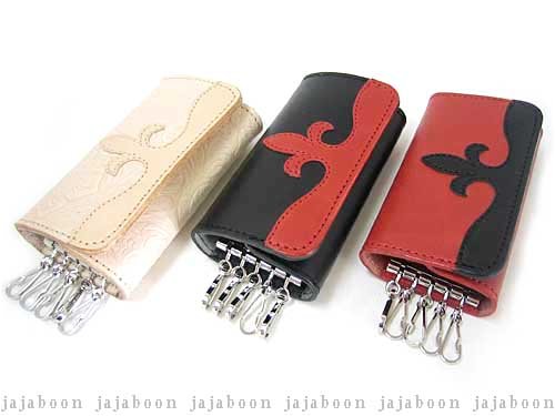 JAJABOON ユリ 紋章 キーケース キーホルダー 革