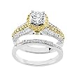 14K Two-Tone Gold Natural Yellow and White Diamond Wedding Set Semimount - 1.00 Ct. - CENTER STONE NOT INCLUDED