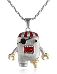 Domo White Bronze and Enamel Character "Pirate" Pendant Necklace, 18"