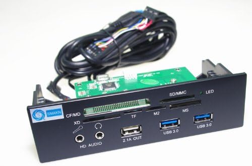 SMAKN 5.25" PC Media Dashboard Front Panel USB 3.0 HUB SD MS MMC CF XD TF M2 Card Reader