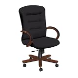 National Office Furniture Remedy High Back Executive Wood Office Chair, Black Faux Leather