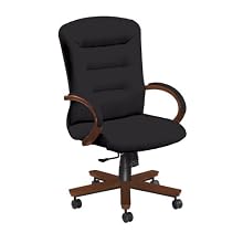 National Office Furniture Remedy High Back Executive Wood Office Chair, Amber Cherry, Black Faux Leather