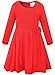 Bonny Billy Girls Long Sleeve Pleated Toddlers Baby Dress with Bow 3-4 Years Red