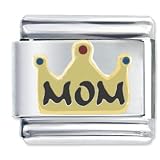 Gold Tone Queen Mom Italian Charms Bracelet Link