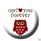 OWL LOVE YOU FOREVER Pinback Button 1.25 Pin / Badge I'll Heart
