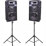 New Studio Speakers 10 Three Way Pro Audio Monitor Pair and Speaker Stands for PA DJ Home or Karaoke 1000CSET1