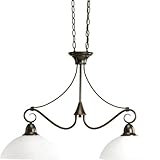 Progress Lighting P4513-20 2-Light Linear Chandelier In Etched Watermark Glass with Twisted Wire Details and Wound Bands, Antique Bronze