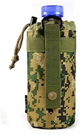 Defoe 5 Men's MOLLE System Water Bottle D-ring Holder Drawstring Pouch Purse,Attack Safari Army Durable Travel Hiking Equipment Jungle Digital