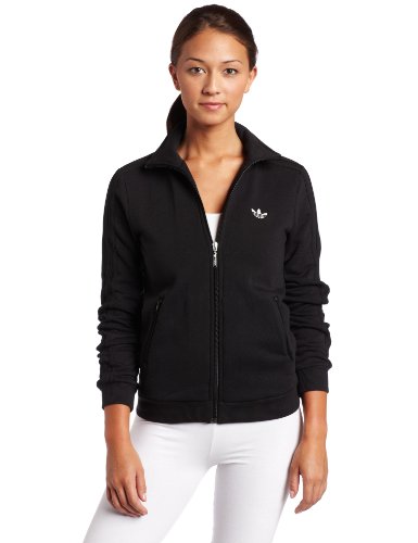 adidas Women's Sport Fleece Track Top (Black, White, Medium)