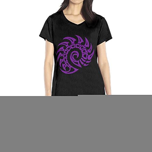 GHHK Casual Women's Starcraft Game Zerg Symbol V-Neck T-shirt Dress Black S