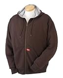 Dickies Men's Thermal Lined Zip Hooded Fleece Jacket, Dark Brown, X-Large