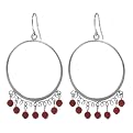 Gypsey Hoop Drop With Coral Beads Earrings - Red