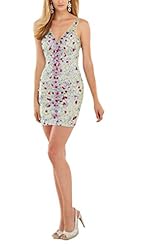 Sexy V-neck Cocktail Short Sheath Tulle Lace Sequined Evening Dress/Homecoming Dress/Prom Dress 