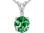 1.63 cttw Aaa Simulated Emerald And Genuine Diamond Pendant in 14 kt White Gold