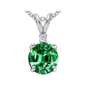 Buy 1.63 cttw 14k White Gold AAA Created Emerald and Genuine Diamond Pendant in 14k White Gold