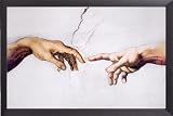 Poster framed: Michelangelo Buonarroti - Creation Of Adam (36 x 24 inches)