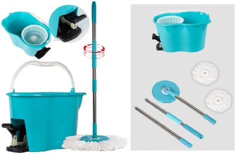 Easy Clean Magic 360 Rotating Spin Twist Hurricane Spinning and Shout Mop and Bucket System With Foot Pedal As Seen on TV (QVC) Blue