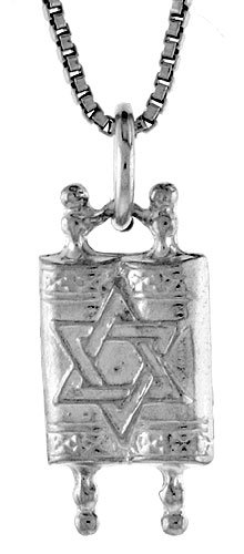Sterling Silver Jewish Torah Scroll Pendant, 17mm