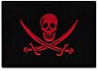 Jolly Roger Calico Jack Rackham Flag Embroidered Patch Black Red Pirate Skull Swords Iron-On Emblem