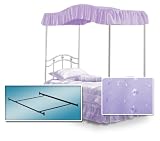 Lavender Fantasy Eyelet Canopy Fabric Set with White Twin Princess Bed Frame & Canopy Frame
