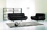 3PC CONTEMPORARY MODERN LEATHER SOFA SET #AM-010-C-BLACK