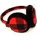 Winter Ski Fuzzy Earmuff Buffalo Plaid Adjustable Red with Black