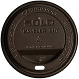 SOLO TLN316-00013 Traveler Polystyrene Dome Lid for Hot Cup, 3.7" x 0.7", Brown (Case of 1,000)