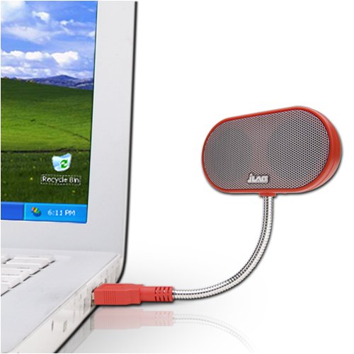 USB Laptop Speakers - Portable, Compact, Travel Notebook Speaker for PC and Mac - B-Flex Hi-Fi Stereo USB Laptop Speaker (Red Hot)