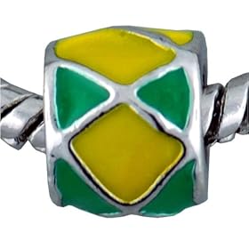 Green And Yellow Criss Cross European Beads Bracelet - Pandora Bead and Fit by Pugster