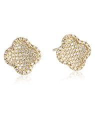 KC Designs "Trinkets" 14K Yellow Gold Diamond Pave Clover Shape Earrings