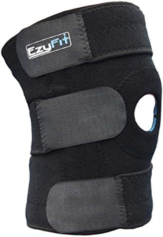 EzyFit Knee Brace Support Dual Stabilizers &amp; Open Patella - Adjustable Breathable Neoprene for ACL Meniscus Tear Injury Recovery Comfort Fit - 3 Sizes (Small)