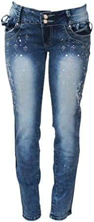 Flair Women's Fashion Washed Jeans with Detachable Overalls (Size 9//10) - Paris Style