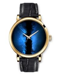 SPRAWL Aanalog Fashion Series Gold Ladies Watches of Genuine Black Leather Strap,Unique Wrist Watch for Women Girls Designed with Divison of blue background