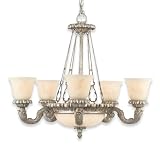 Royce Lighting RC2156/7OES Tuscany Seven-Light Chandelier Olde English Silver with Stone Alabaster Globes