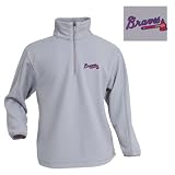 Atlanta Braves Youth Frost Pullover Fleece by Antigua - Silver Small