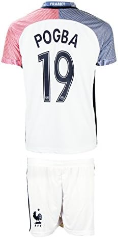 France UEFA Euro 2016 #19 Pogba Away Soccer Kids Jersey & Shorts - Youth Sizes (M - (6-7 Ages))