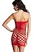 Amoretu Womens Strapless Lingerie Pothole Tube Chemise Dress Red